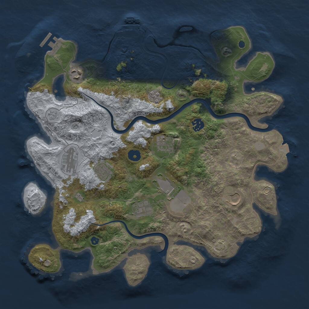 Rust Map: Procedural Map, Size: 3750, Seed: 2116086572, 15 Monuments