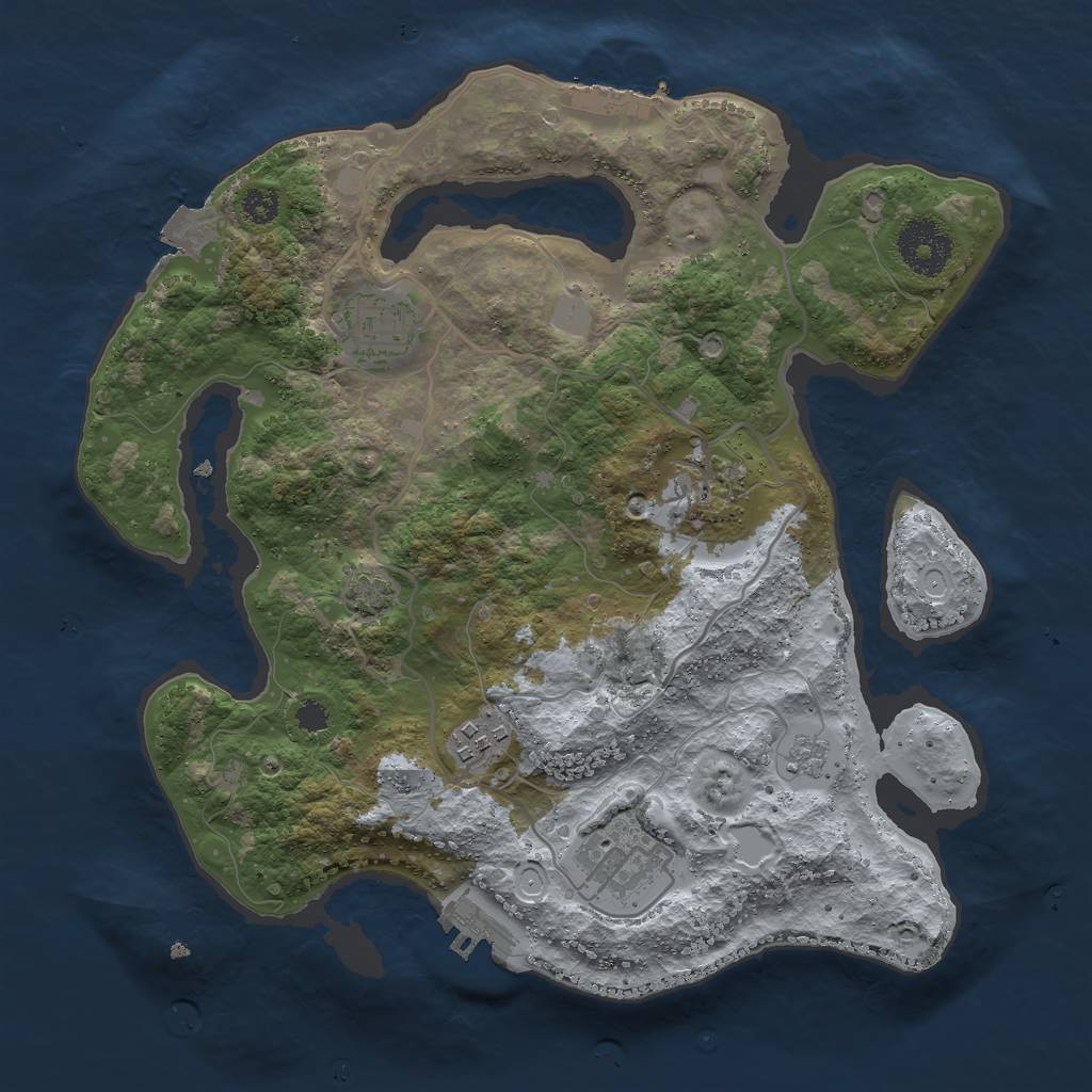 Rust Map: Procedural Map, Size: 3000, Seed: 2118297399, 11 Monuments