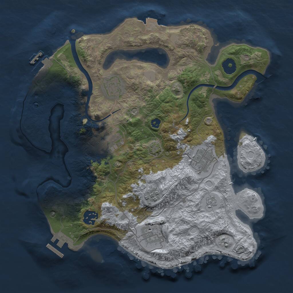 Rust Map: Procedural Map, Size: 3000, Seed: 2118297399, 12 Monuments