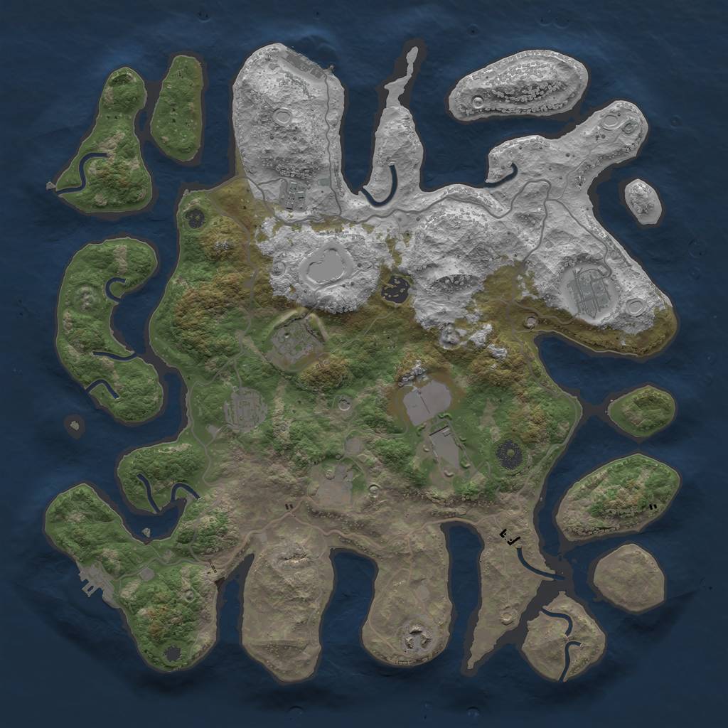 Rust Map: Procedural Map, Size: 4000, Seed: 2102064499, 16 Monuments