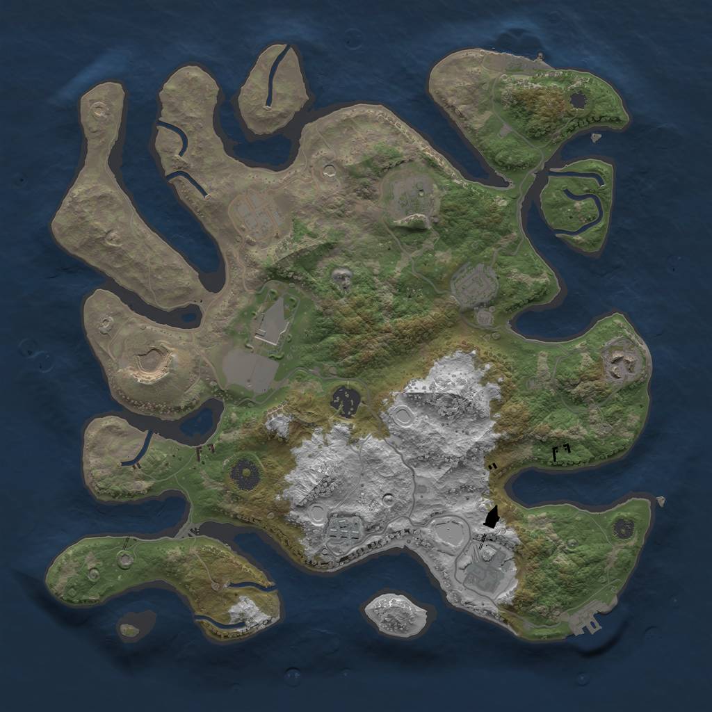 Rust Map: Procedural Map, Size: 3600, Seed: 3917749, 17 Monuments