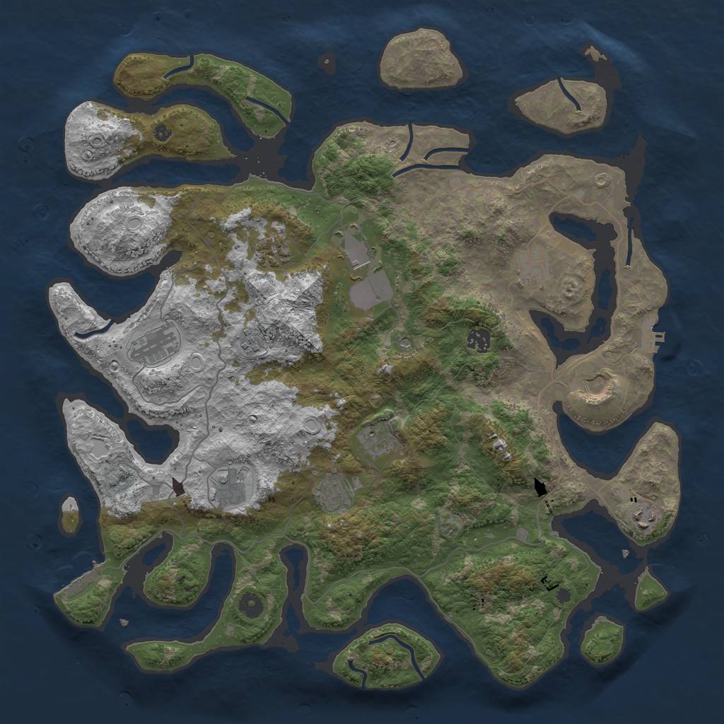 Rust Map: Procedural Map, Size: 4443, Seed: 4334, 19 Monuments