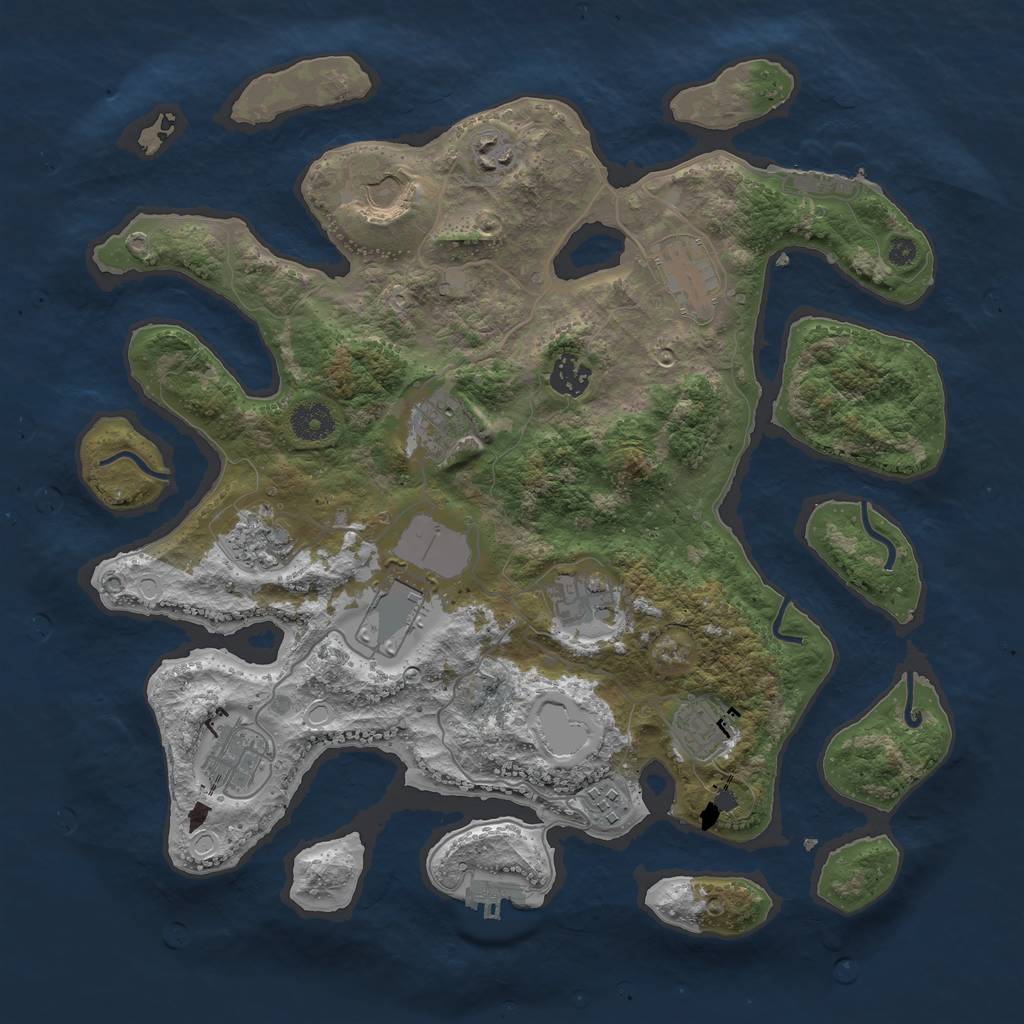 Rust Map: Procedural Map, Size: 3750, Seed: 36423, 18 Monuments