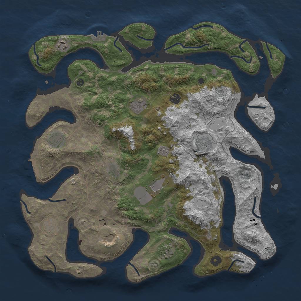Rust Map: Procedural Map, Size: 4300, Seed: 1101787866, 19 Monuments