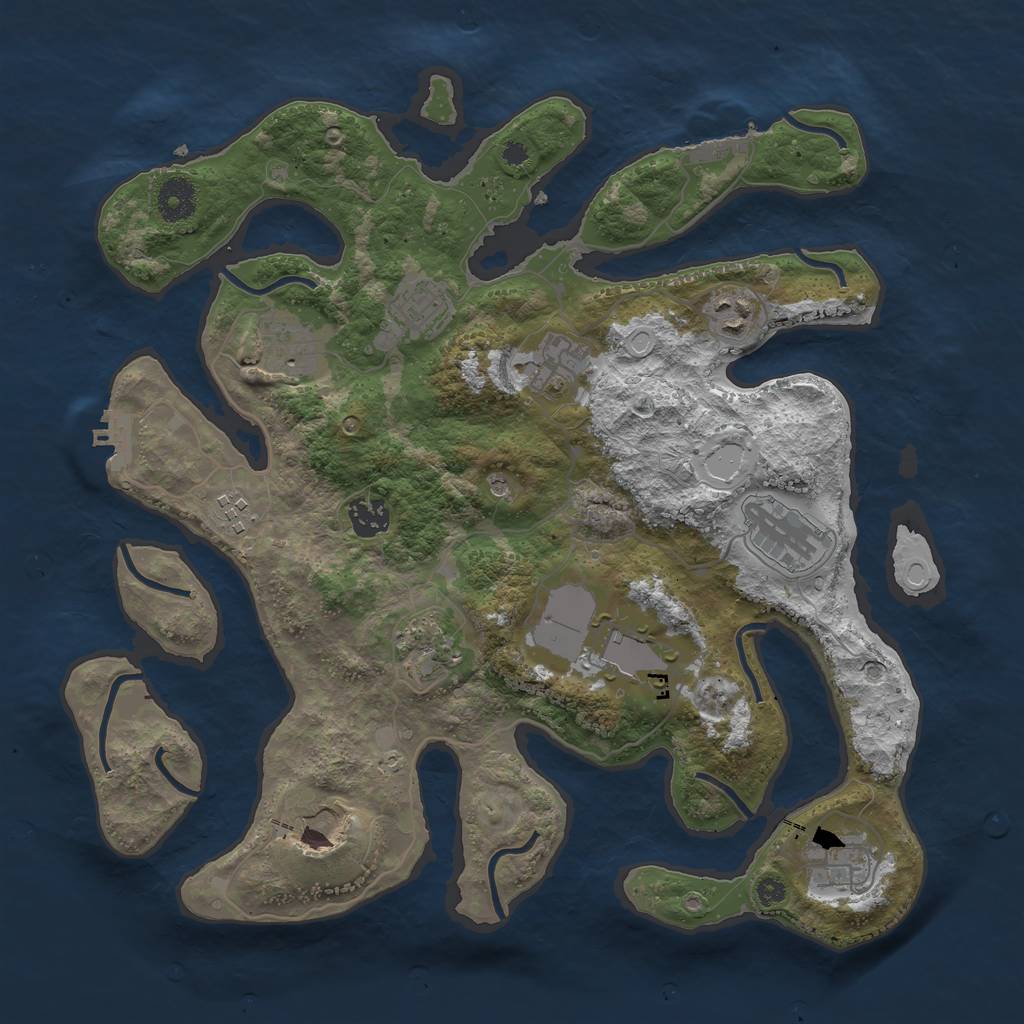Rust Map: Procedural Map, Size: 3700, Seed: 806111795, 19 Monuments