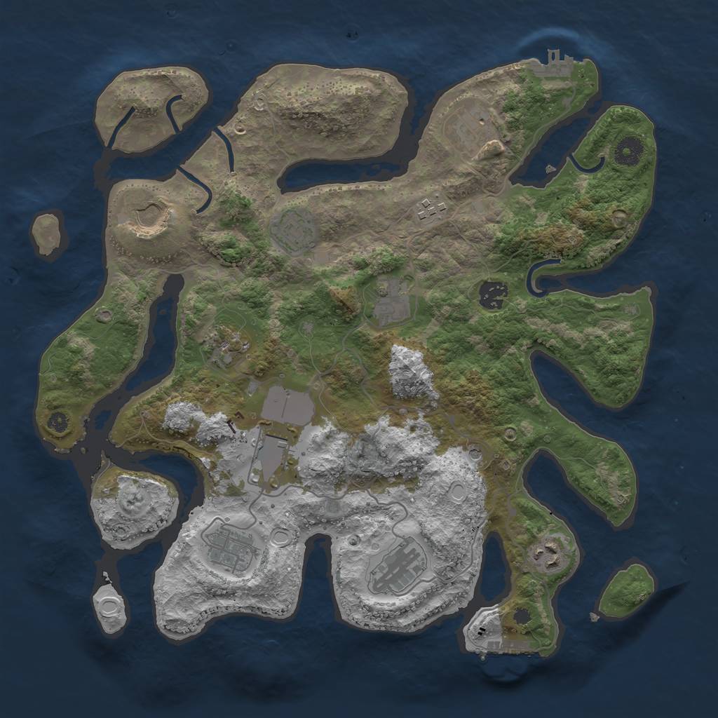 Rust Map: Procedural Map, Size: 3700, Seed: 1396220363, 19 Monuments