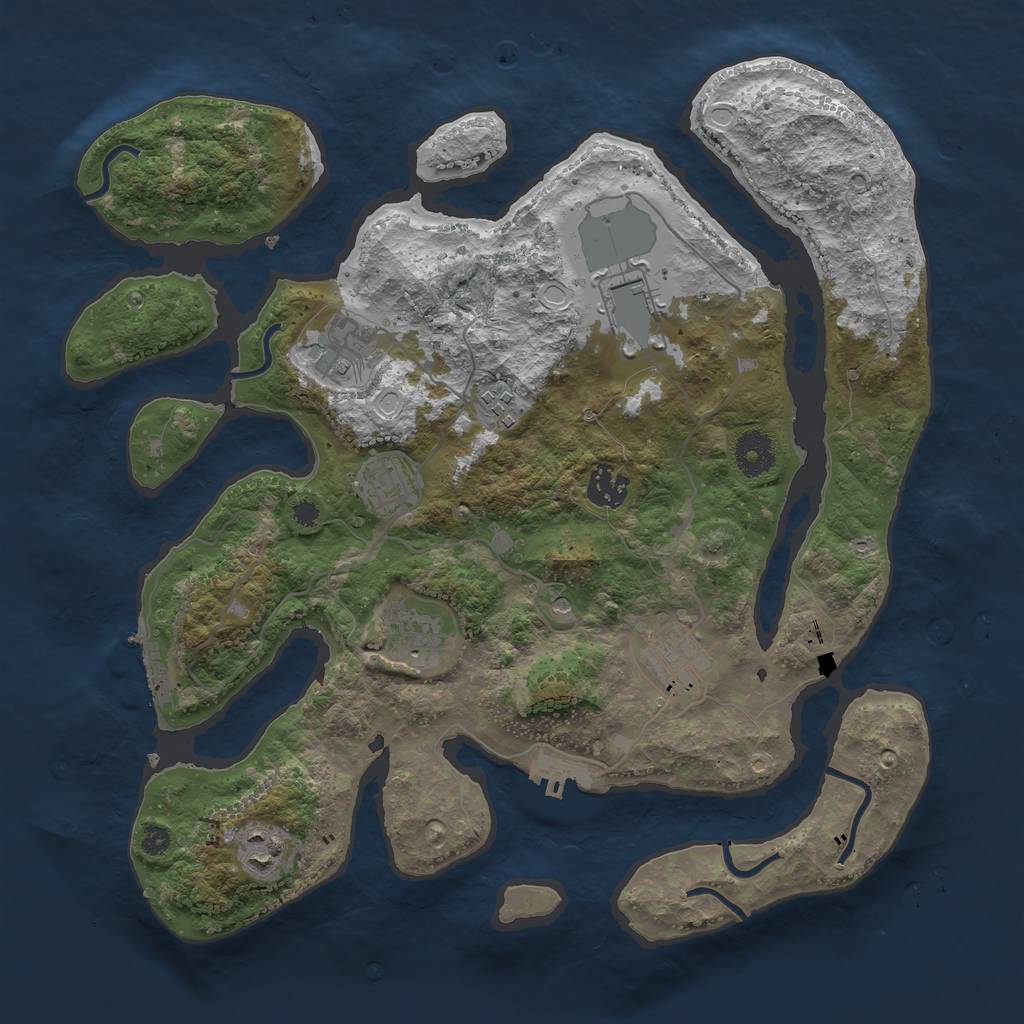 Rust Map: Procedural Map, Size: 3600, Seed: 3328213, 16 Monuments