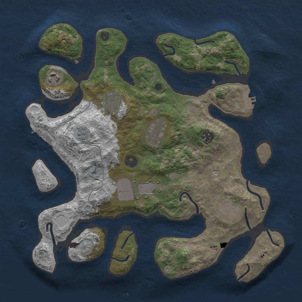 Rust Map: Procedural Map, Size: 3500, Seed: 749658132, 15 Monuments