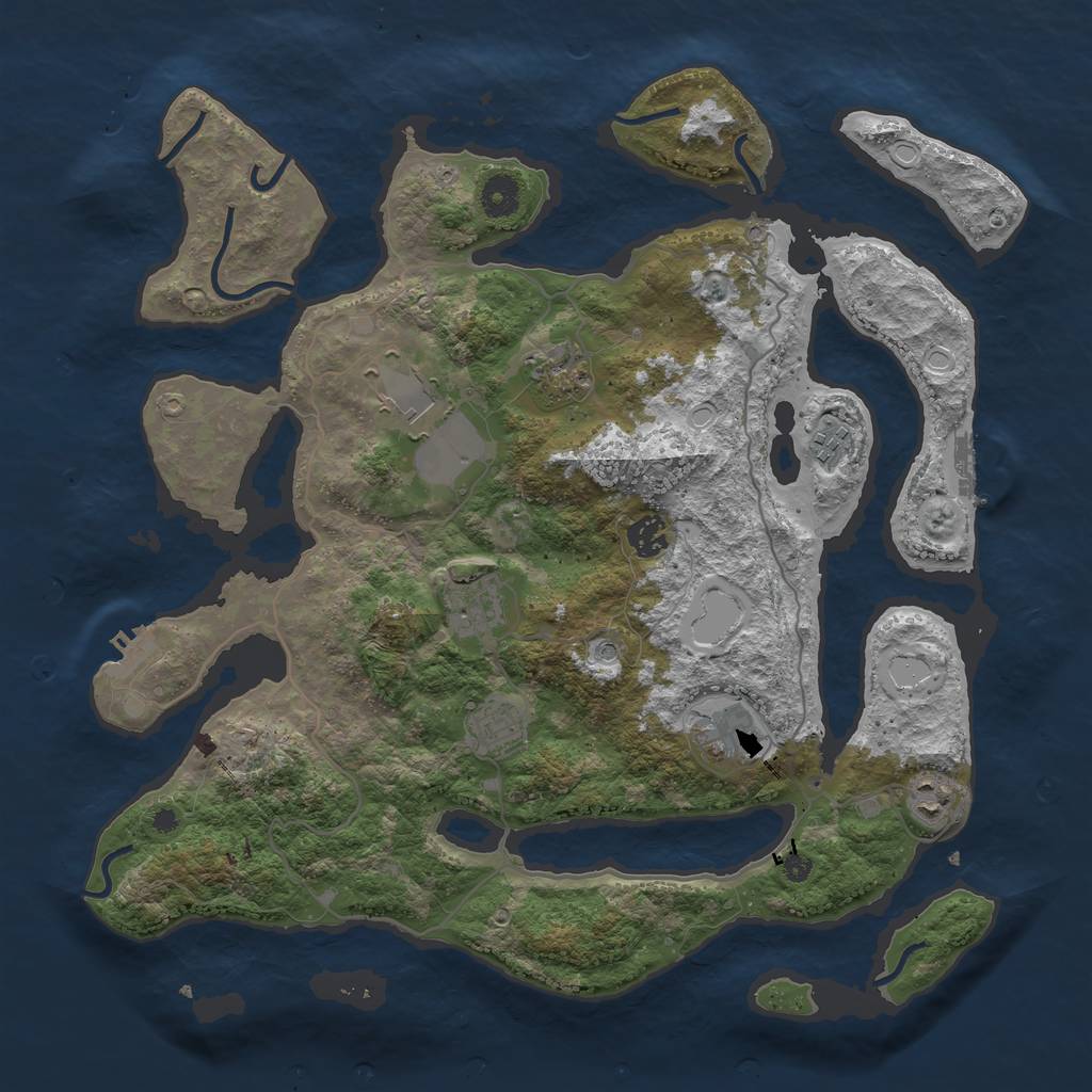 Rust Map: Procedural Map, Size: 4000, Seed: 695684641, 16 Monuments