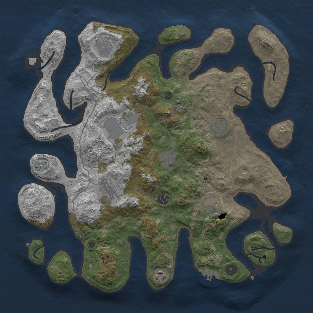 Rust Map: Procedural Map, Size: 4000, Seed: 947530125, 18 Monuments