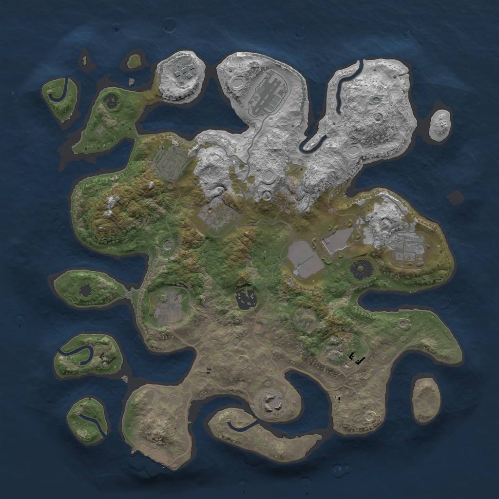 Rust Map: Procedural Map, Size: 3500, Seed: 2001961962, 17 Monuments