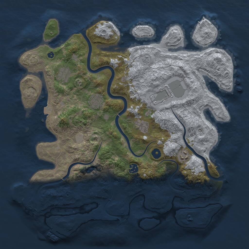 Rust Map: Procedural Map, Size: 3850, Seed: 2133944256, 13 Monuments