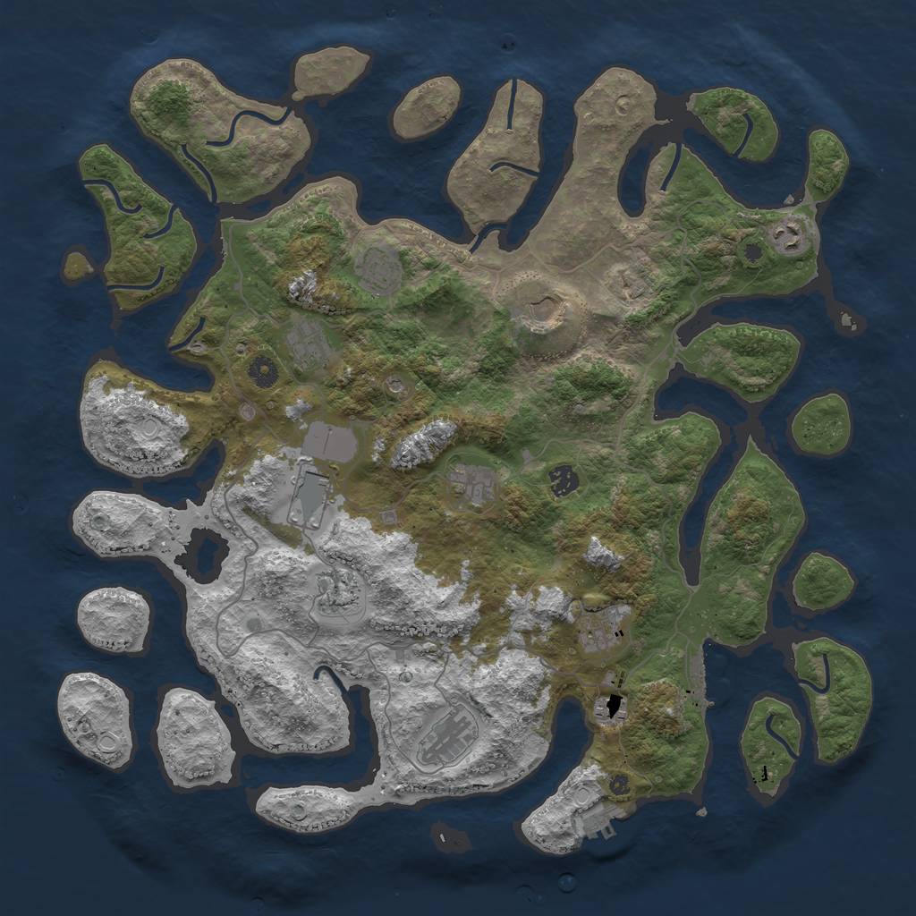 Rust Map: Procedural Map, Size: 4500, Seed: 783337633, 19 Monuments