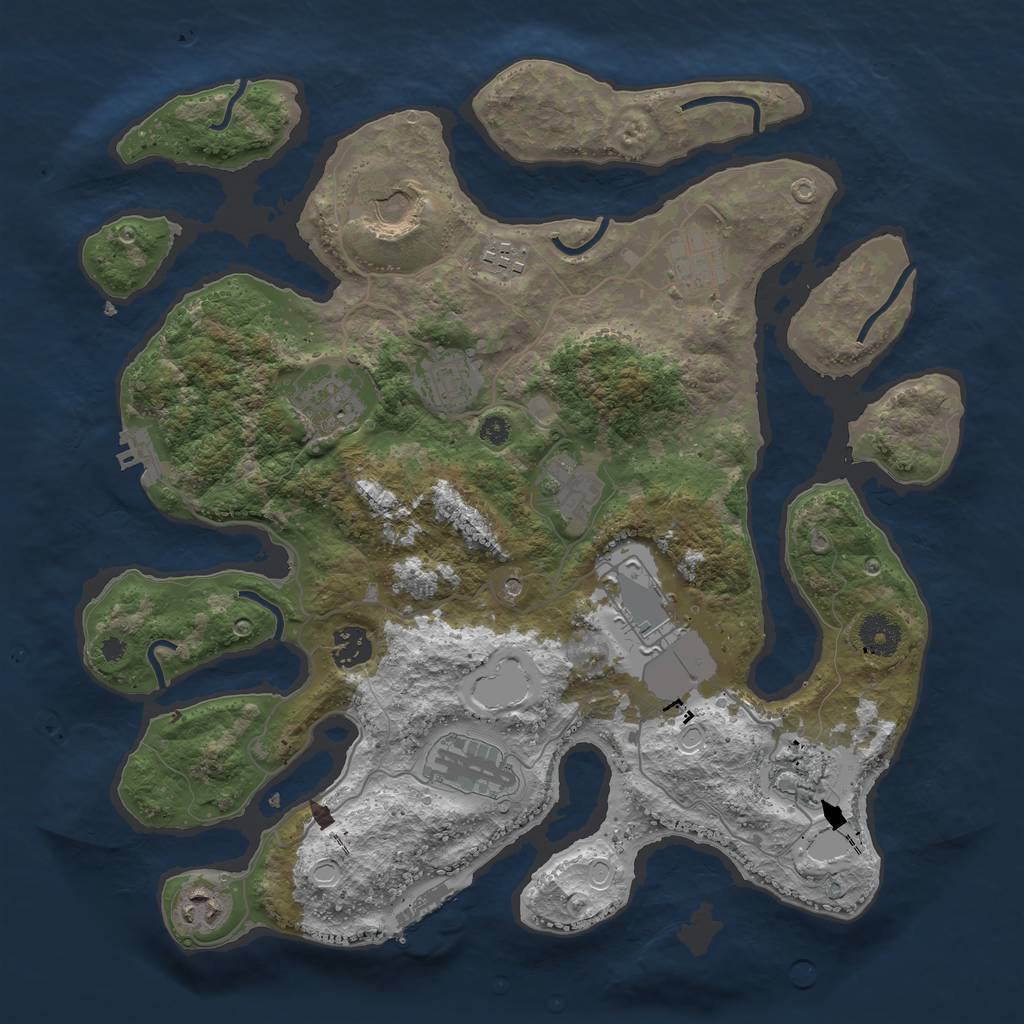 Rust Map: Procedural Map, Size: 3700, Seed: 1146142439, 19 Monuments