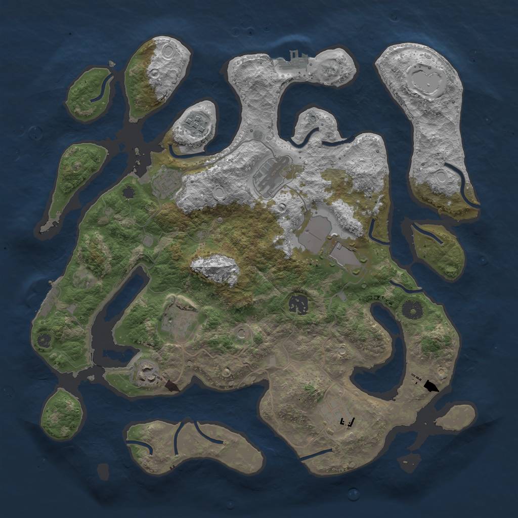 Rust Map: Procedural Map, Size: 3800, Seed: 6492228, 16 Monuments