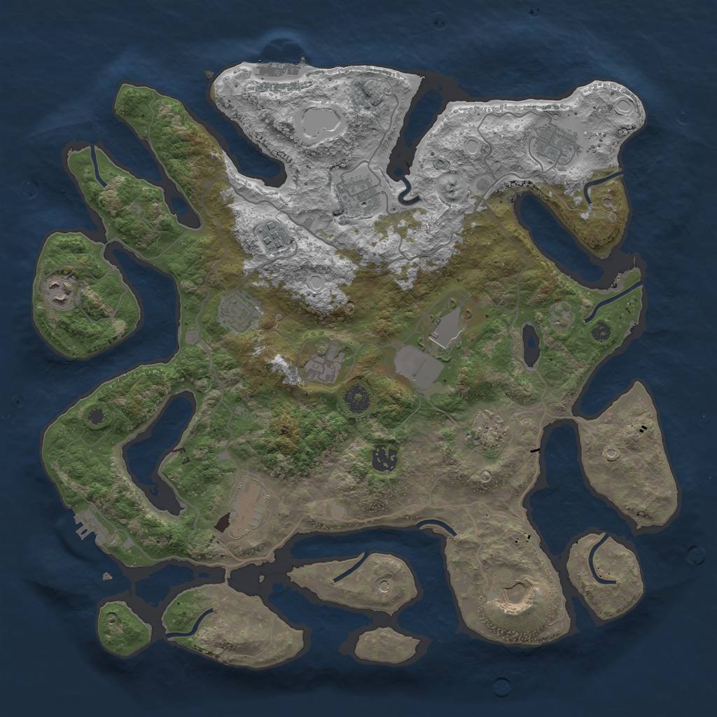 Rust Map: Procedural Map, Size: 4000, Seed: 958600938, 19 Monuments