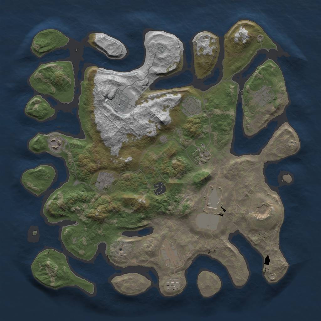 Rust Map: Barren, Size: 3800, Seed: 261557774, 14 Monuments