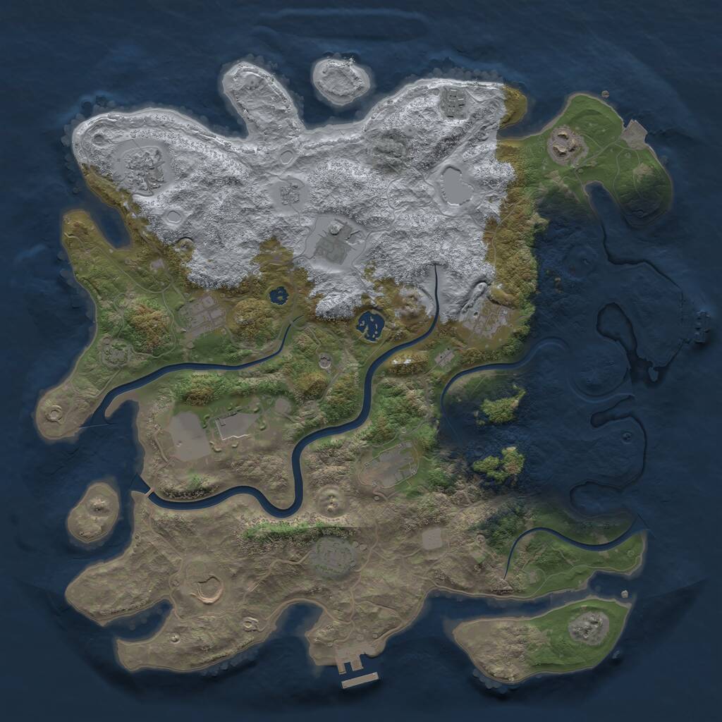 Rust Map: Procedural Map, Size: 3950, Seed: 4962455, 17 Monuments