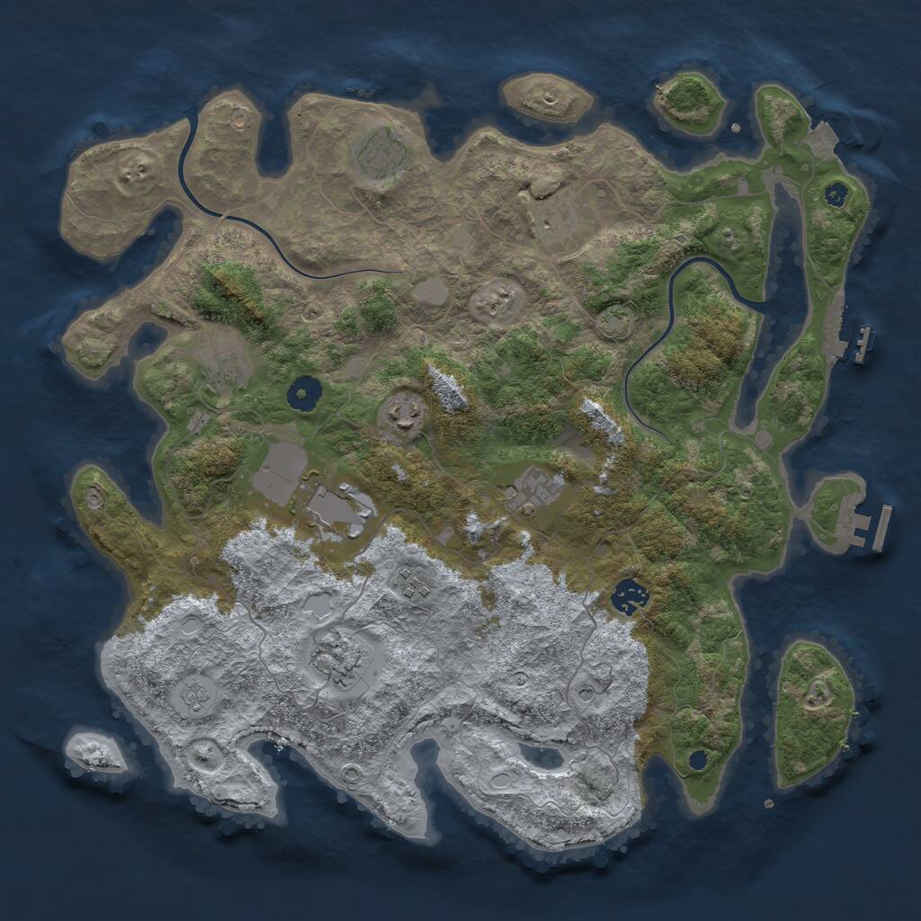 Rust Map: Procedural Map, Size: 3950, Seed: 769883453, 15 Monuments