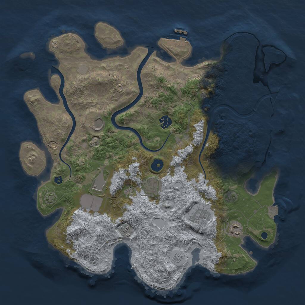 Rust Map: Procedural Map, Size: 3700, Seed: 1442444675, 13 Monuments