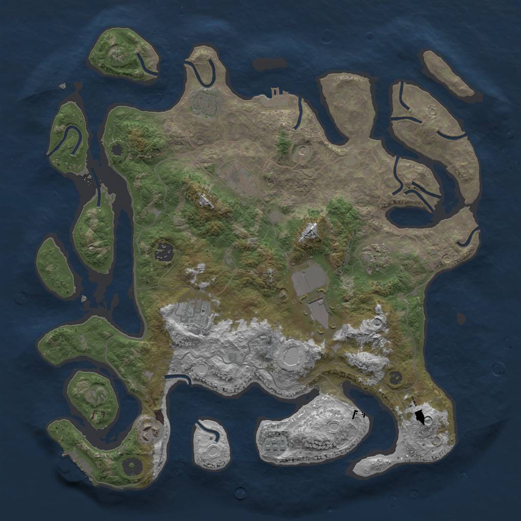 Rust Map: Procedural Map, Size: 4000, Seed: 9614579, 16 Monuments