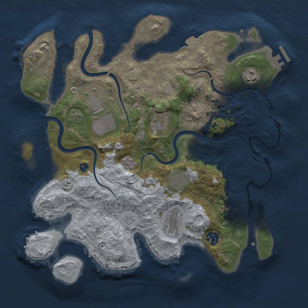 Rust Map: Procedural Map, Size: 3500, Seed: 3934, 11 Monuments