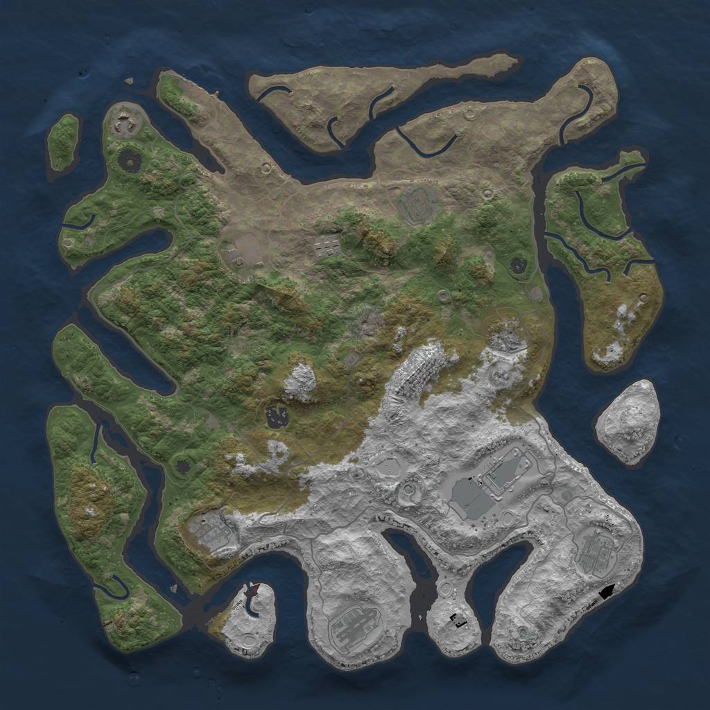 Rust Map: Procedural Map, Size: 4500, Seed: 264298840, 17 Monuments