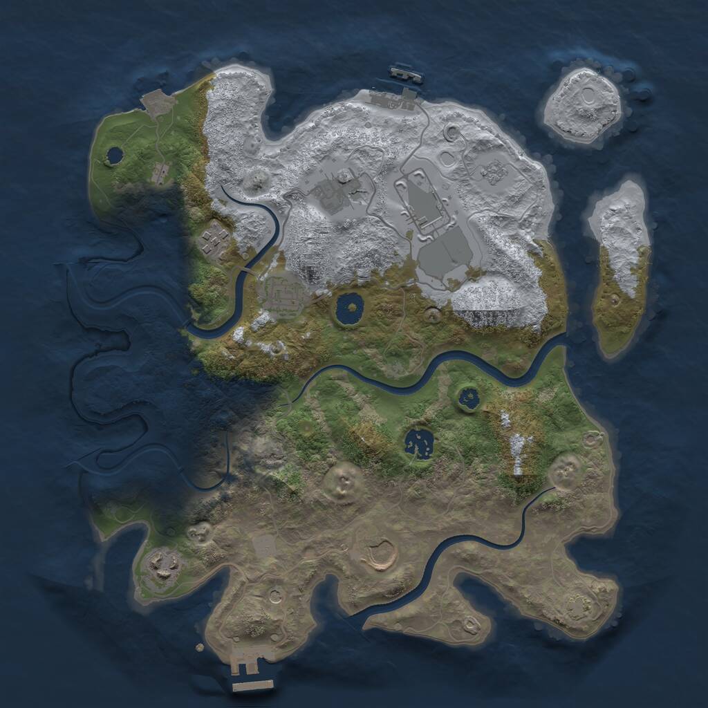Rust Map: Procedural Map, Size: 3500, Seed: 89716523, 13 Monuments