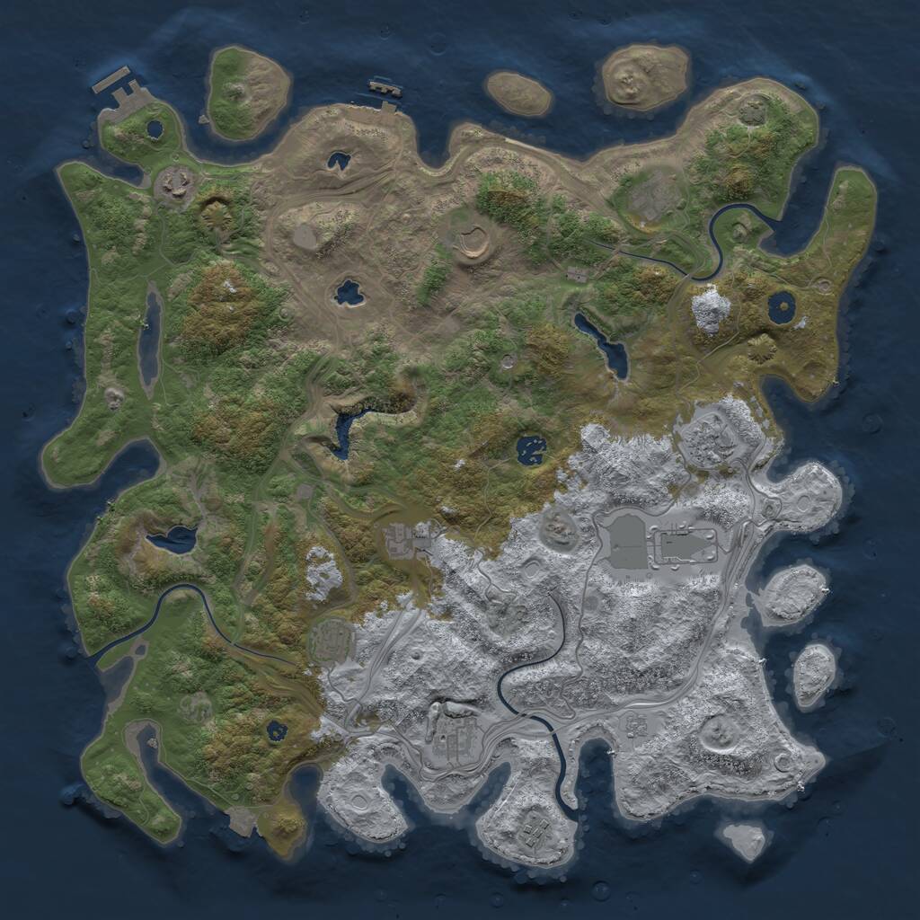 Rust Map: Procedural Map, Size: 4500, Seed: 2083890341, 16 Monuments