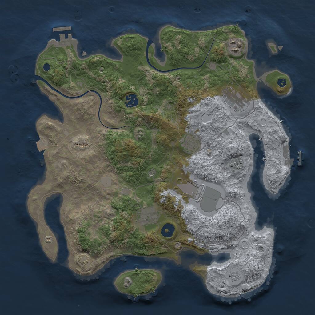 Rust Map: Procedural Map, Size: 3500, Seed: 1087034729, 13 Monuments