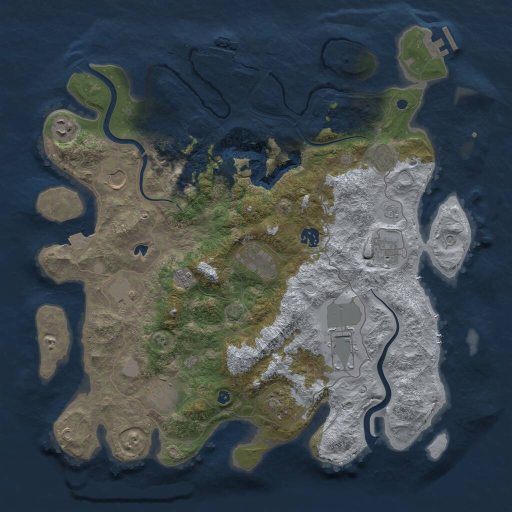 Rust Map: Procedural Map, Size: 4000, Seed: 12345442, 17 Monuments