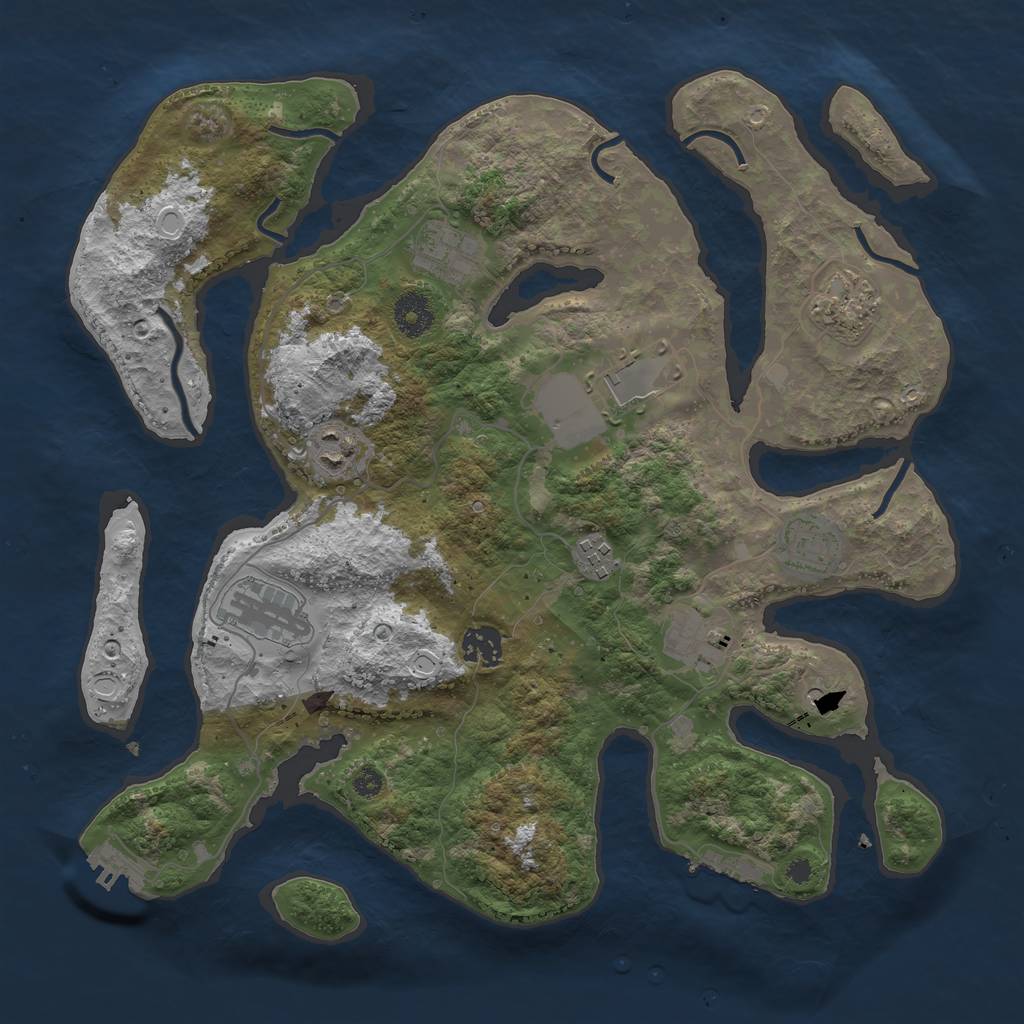 Rust Map: Procedural Map, Size: 3650, Seed: 297889152, 17 Monuments