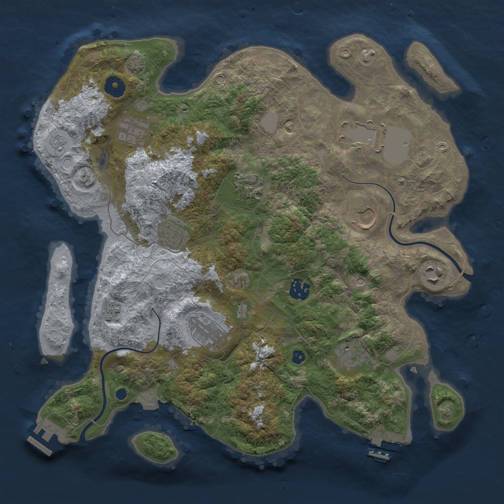 Rust Map: Procedural Map, Size: 3650, Seed: 297889152, 16 Monuments