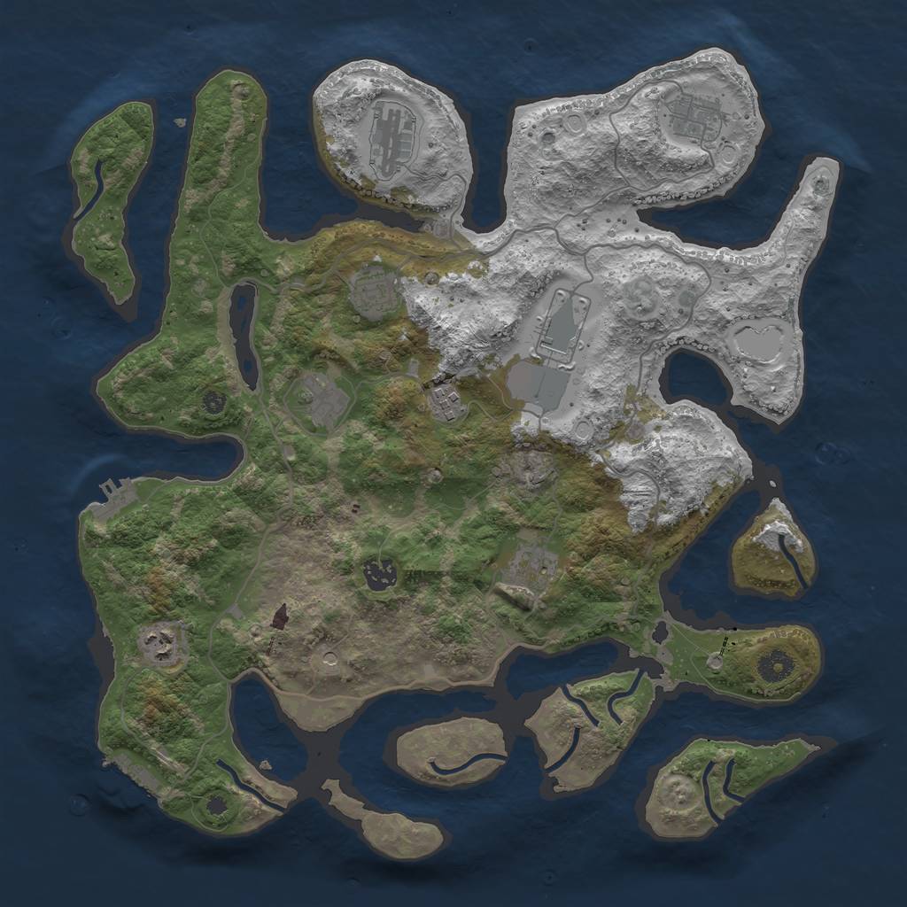 Rust Map: Procedural Map, Size: 4000, Seed: 732714518, 17 Monuments