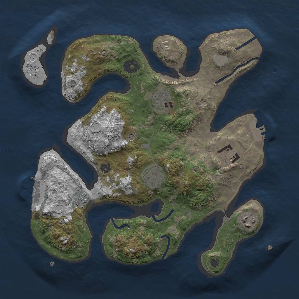 Rust Map: Procedural Map, Size: 3000, Seed: 1881262843, 13 Monuments