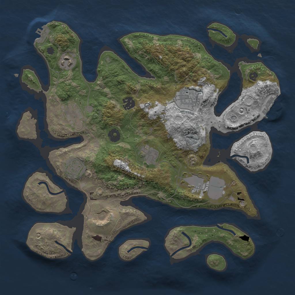 Rust Map: Procedural Map, Size: 3500, Seed: 295923802, 16 Monuments