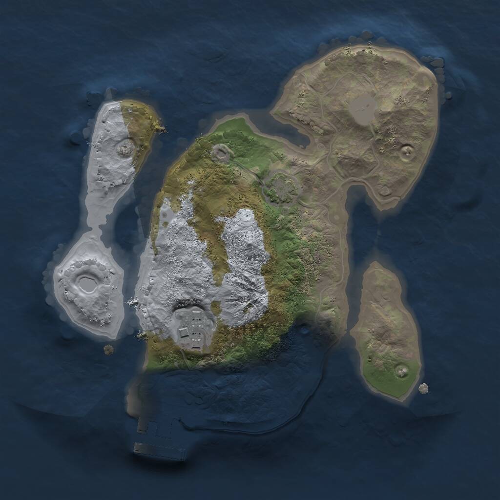 Rust Map: Procedural Map, Size: 2000, Seed: 343434, 4 Monuments