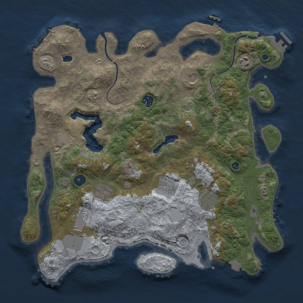Rust Map: Procedural Map, Size: 4000, Seed: 87685598, 13 Monuments