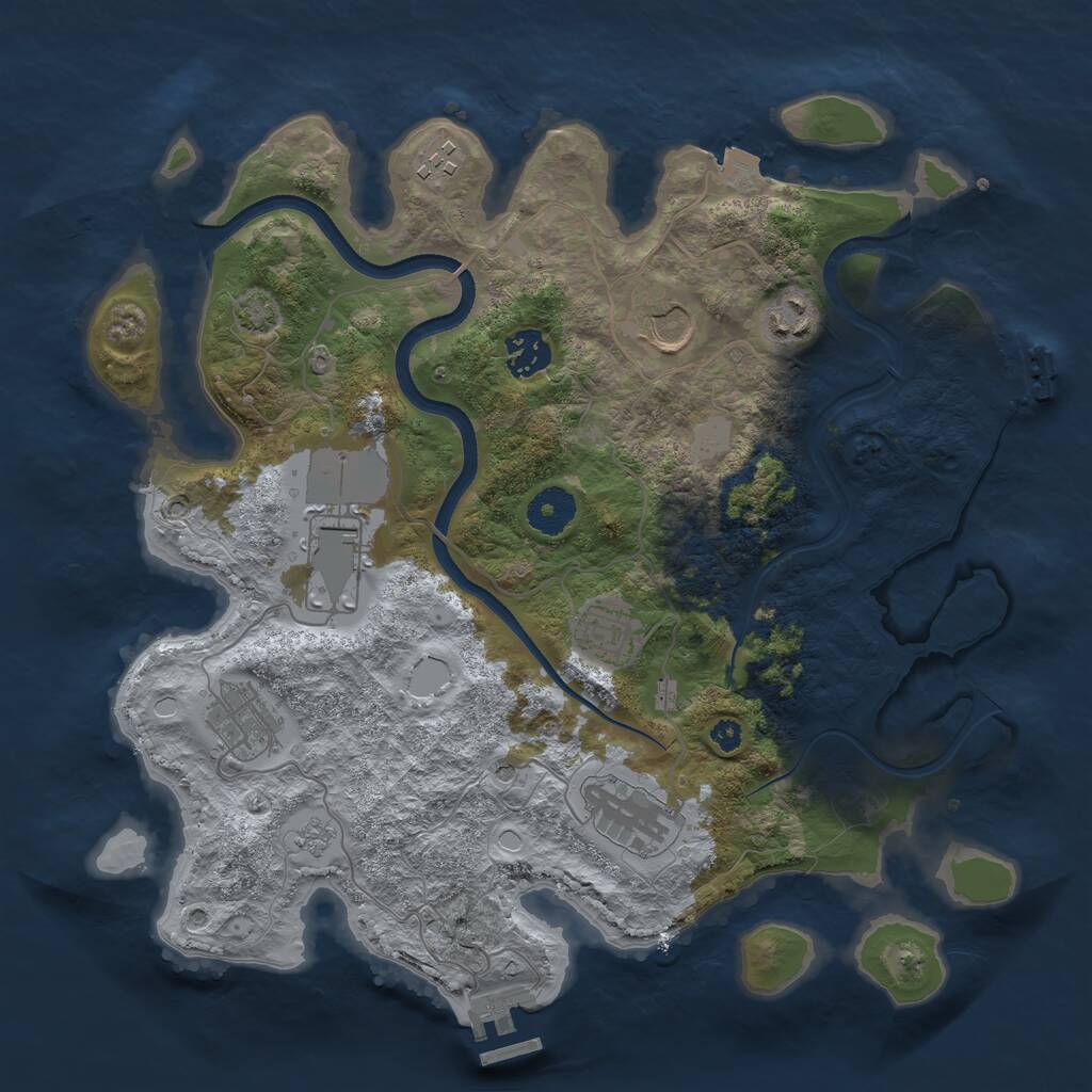 Rust Map: Procedural Map, Size: 3500, Seed: 718238016, 14 Monuments