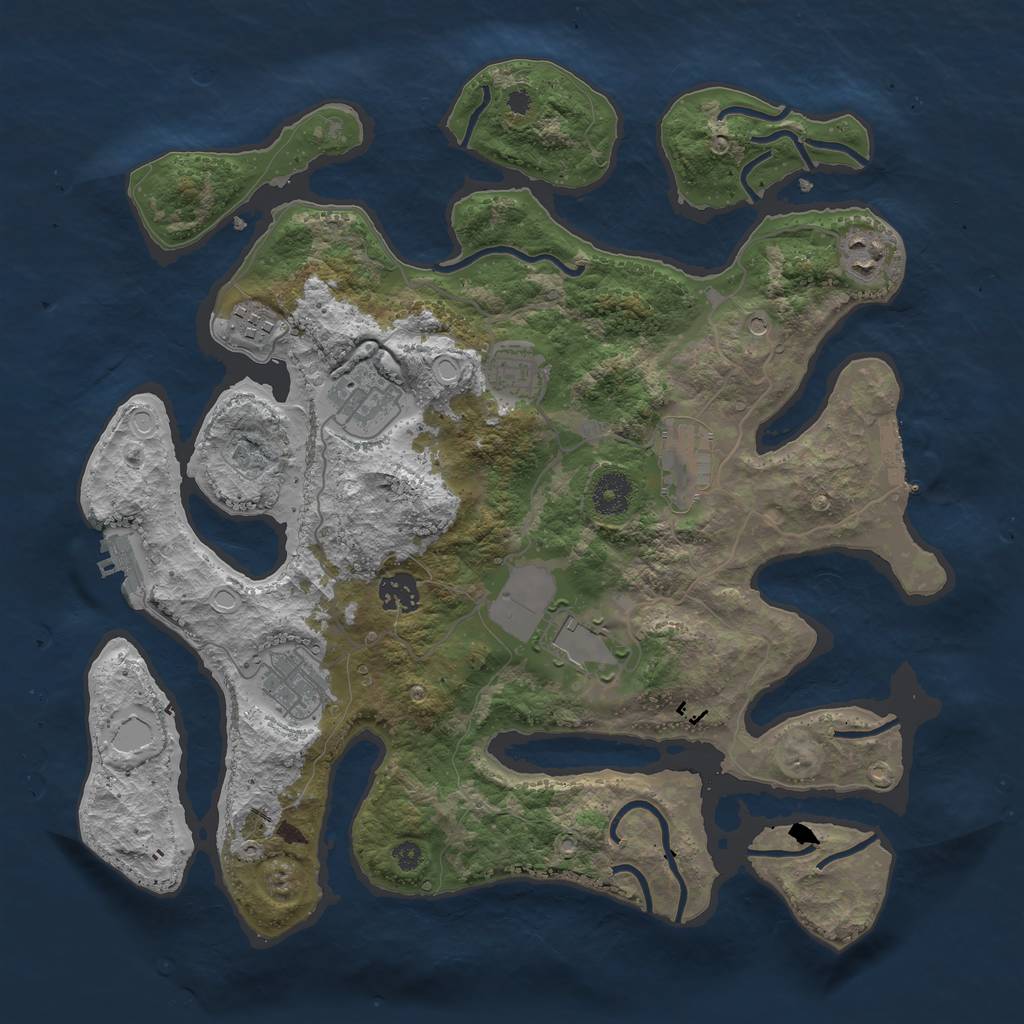 Rust Map: Procedural Map, Size: 3700, Seed: 23545, 16 Monuments
