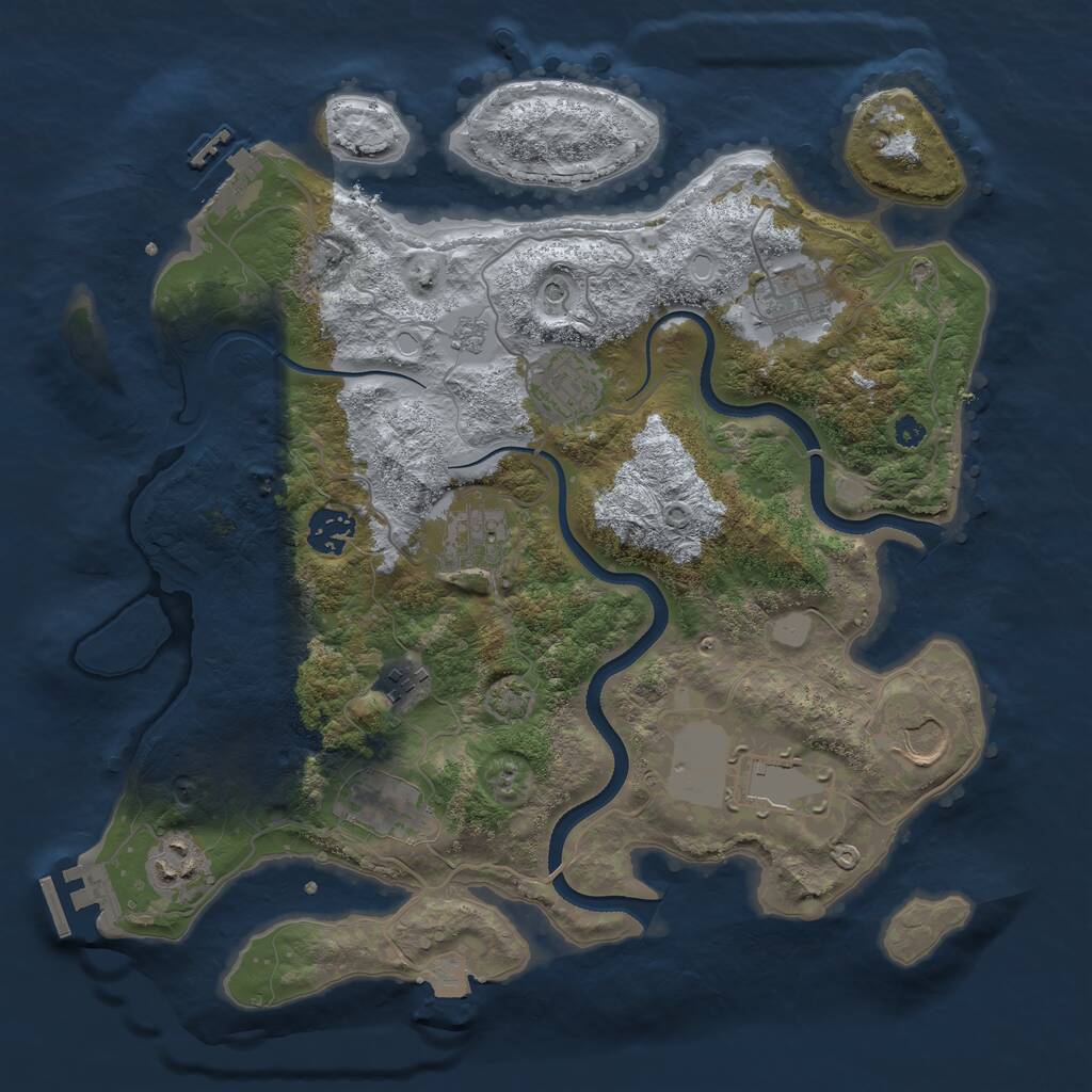 Rust Map: Procedural Map, Size: 3500, Seed: 531198981, 15 Monuments
