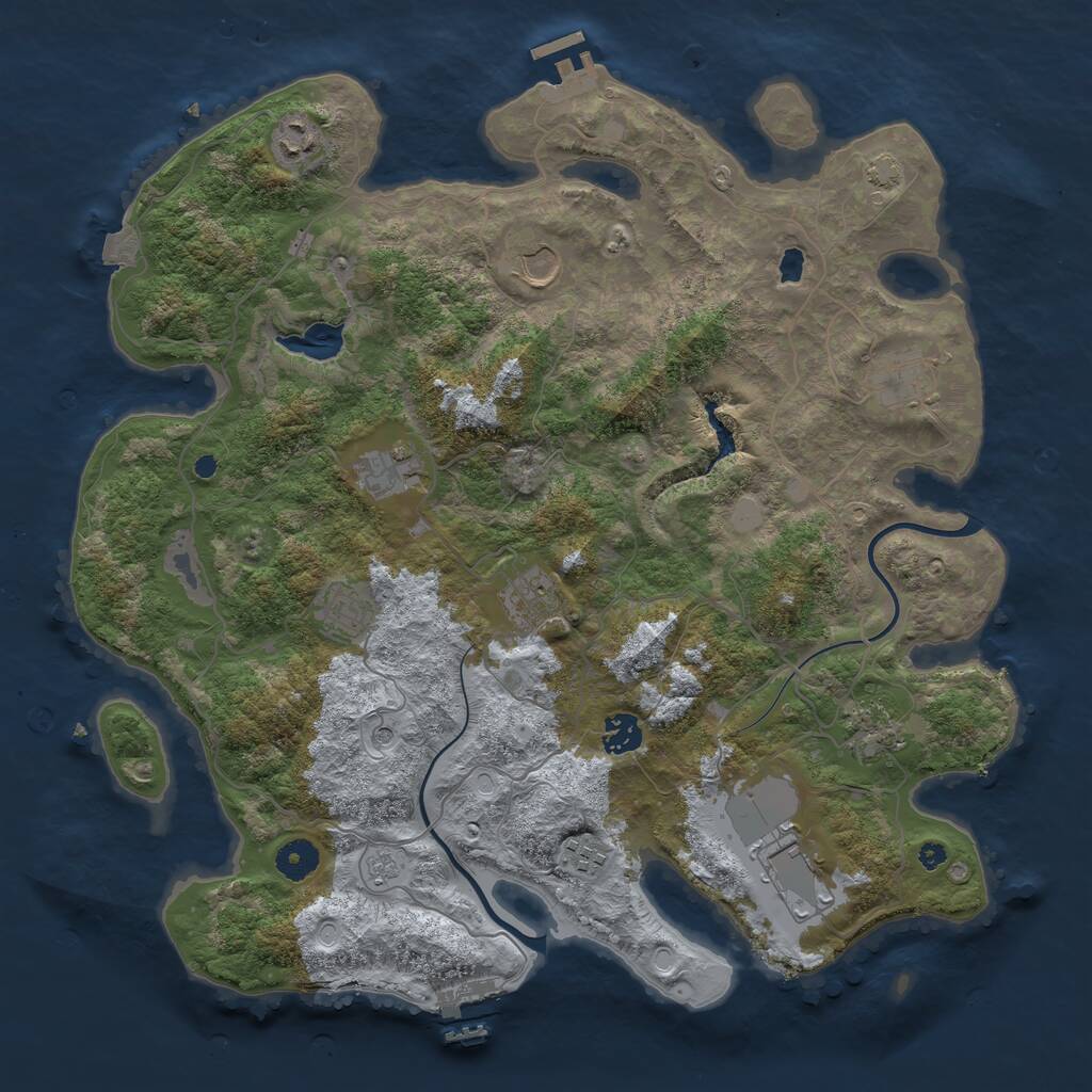 Rust Map: Procedural Map, Size: 4000, Seed: 664145410, 16 Monuments
