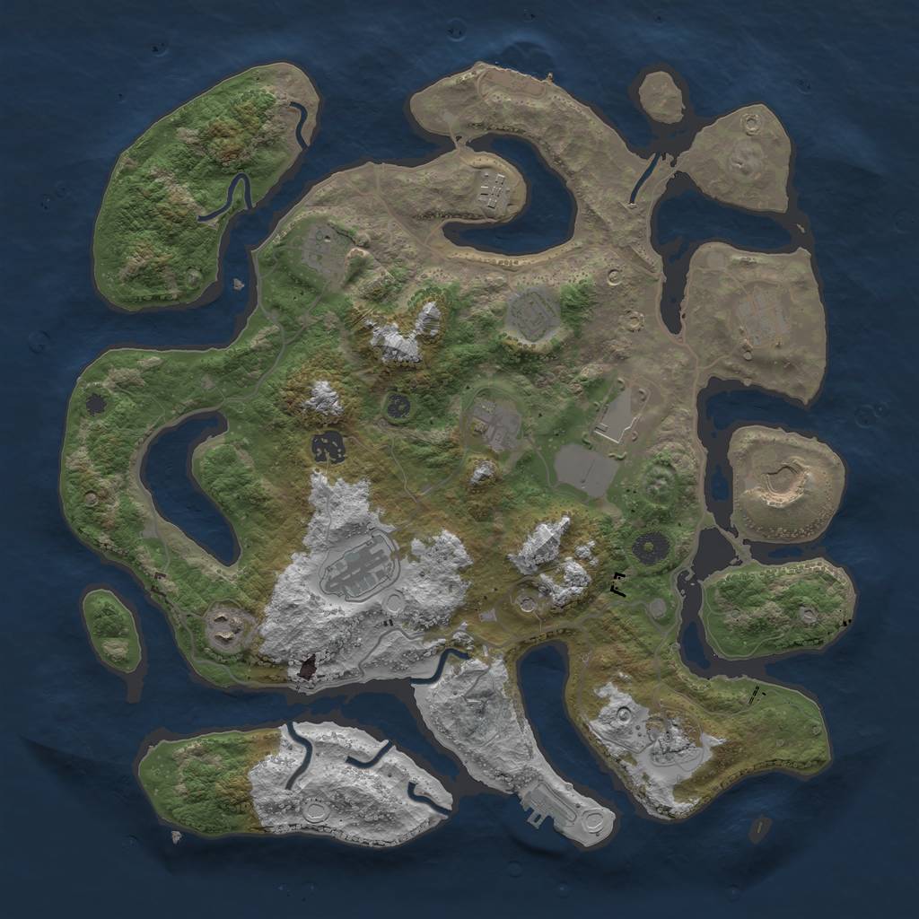 Rust Map: Procedural Map, Size: 4000, Seed: 664145410, 19 Monuments