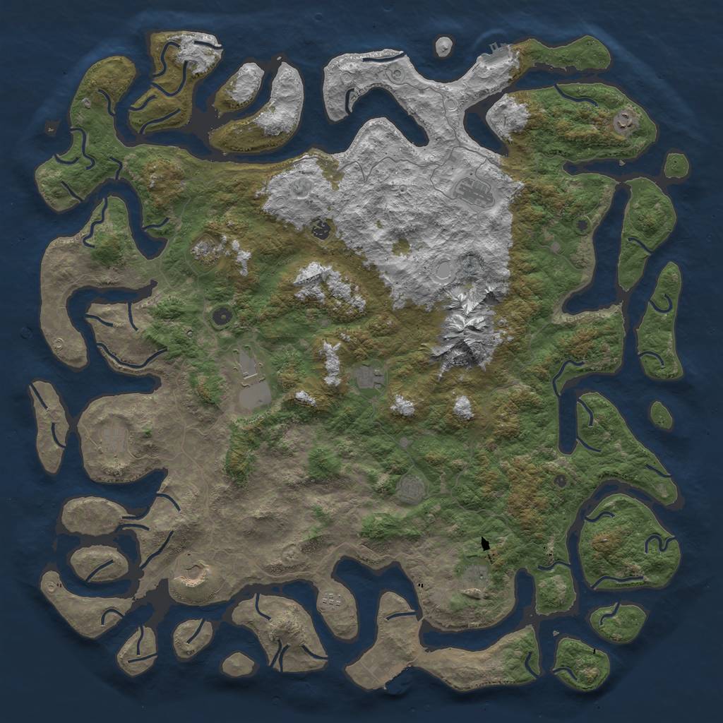 Rust Map: Procedural Map, Size: 6000, Seed: 1294640326, 19 Monuments