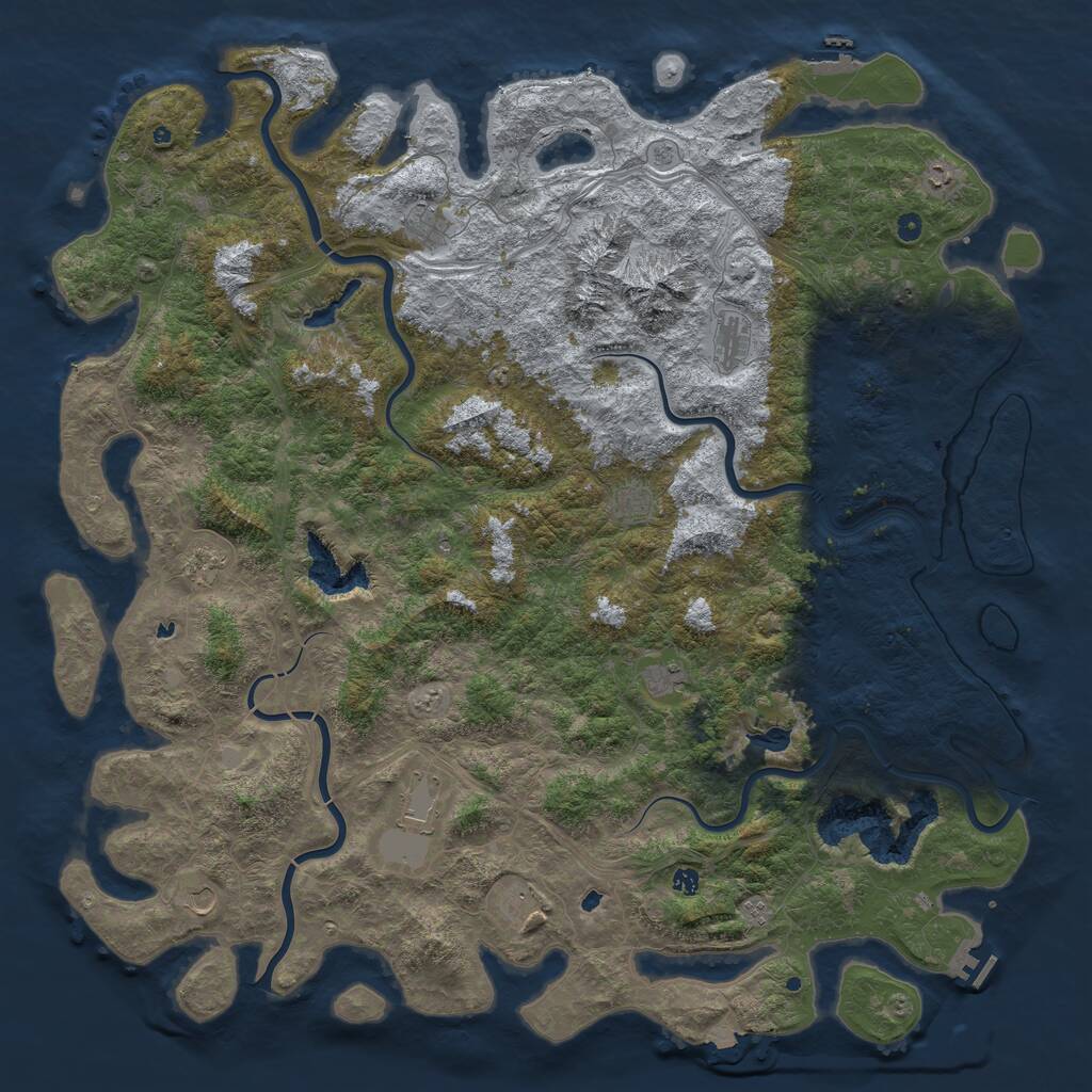 Rust Map: Procedural Map, Size: 6000, Seed: 1294640326, 17 Monuments