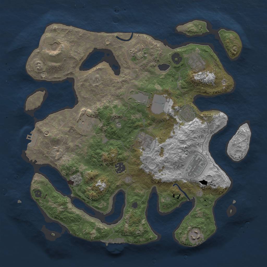 Rust Map: Procedural Map, Size: 3700, Seed: 1034982271, 19 Monuments