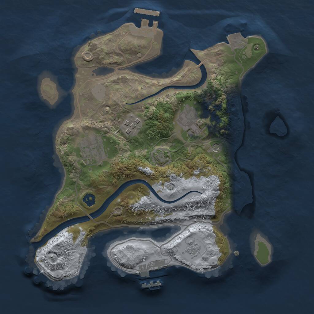 Rust Map: Procedural Map, Size: 2500, Seed: 24673, 9 Monuments