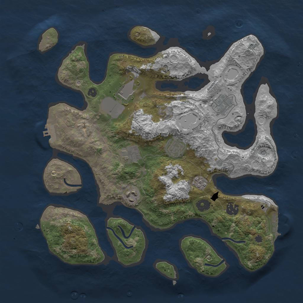 Rust Map: Procedural Map, Size: 3500, Seed: 2124895905, 15 Monuments