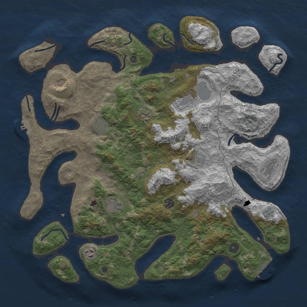 Rust Map: Procedural Map, Size: 4500, Seed: 704124927, 18 Monuments