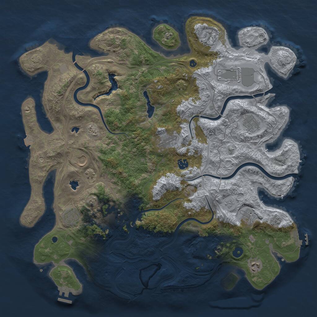Rust Map: Procedural Map, Size: 4500, Seed: 704124927, 17 Monuments